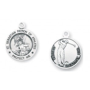 Saint Sebastian Round Sterling Silver Golf Athlete Medal