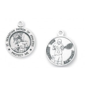 Saint Sebastian Round Sterling Silver Tennis Athlete Medal