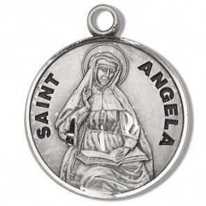 Saint Angela Round Sterling Silver Medal