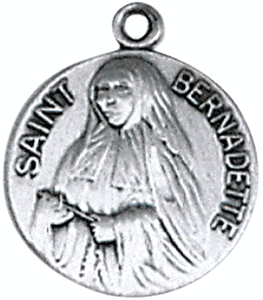 St. Bernadette Pewter Saint Medal Necklace