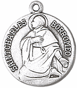St. Charles Borromeo Pewter Saint Medal Necklace