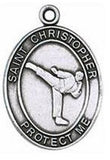 Karate St. Christopher Pewter Sports Medal from Jeweled Cross