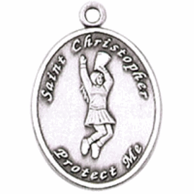 Cheerleading St. Christopher Pewter Medal from Jeweled Cross