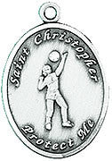 St. Christopher Pewter Ladies Volleyball Necklace