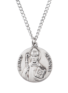 St. Dennis Pewter Saint Medal Necklace