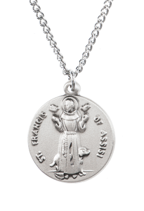St. Francis of Assisi Sterling Silver Medal from Jeweled Cross