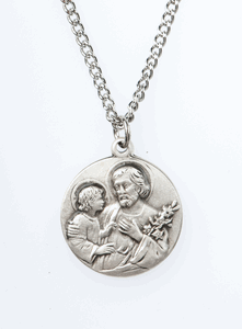 St. Joseph Sterling Silver Medal from Jeweled Cross