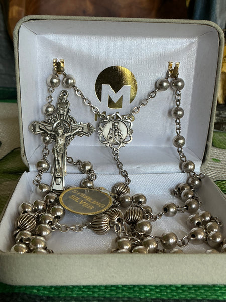 Sterling Silver 5mm Bead Rosary Malco