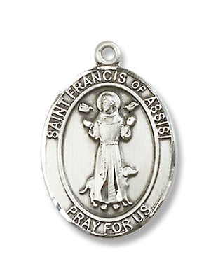 St. Francis of Assisi Oval Pewter Medal Necklace with Holy Card