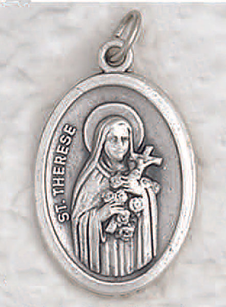 St Therese of Lisieux - 1 inch Pray for Us Medal Oxidized