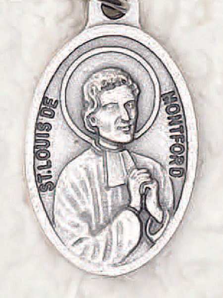 St. Louis de Montfort - 1 inch Pray for Us Medal Oxidized