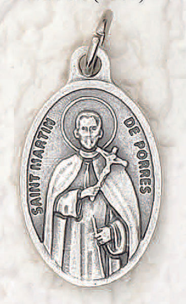 St. Martin De Porres - 1 inch Pray for Us Medal Oxidized
