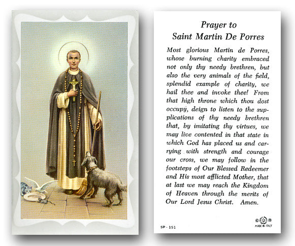St. Martin De Porres Holy Card Laminate