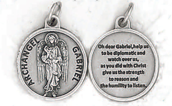 Archangel Gabriel-3/4 Inch Round Double Sided Oxidized Medal