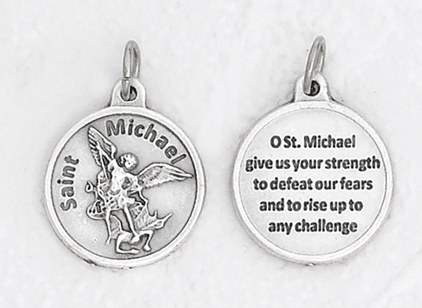 St. Michael - 3/4 inch Double Sided Round Medal Oxidized