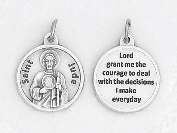 St. Jude - 3/4 inch Double Sided Round Medal Oxidized