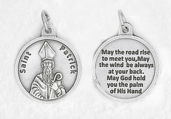 St. Patrick - 3/4 inch Double Sided Round Medal Oxidized