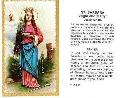 St. Barbara Laminate Holy Card DISCONTINUED