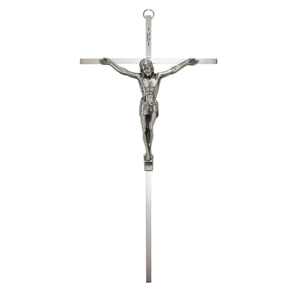 Nickel Plated Cross with Antique Pewter Finish Corpus by James Brennan for Christian Brands