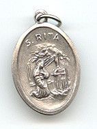 St Rita - 1 inch Medal Oxidized with Third Class Relic