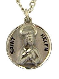 St. Helen Pewter Medal Necklace with Holy Card