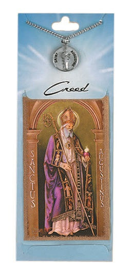 St. Augustine Prayer Card with Pewter Medal