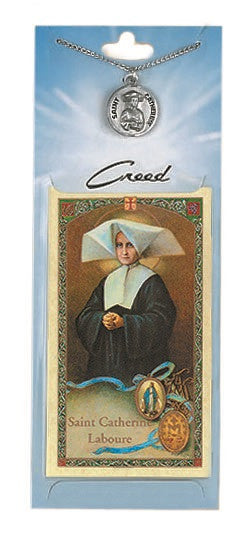 St. Catherine Laboure Prayer Card with Pewter Medal