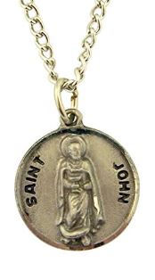 St. John Pewter Medal Necklace with Holy Card