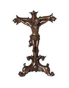 8.5" Antique Bronze Colored Table Top Crucifix from Roman Inc.