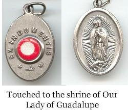 Our Lady of Guadalupe - 1 inch Medal Oxidized with Third Class Relic