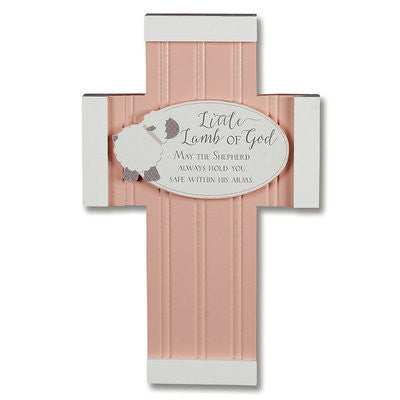 Little Lamb of God" Wall Cross — Pink