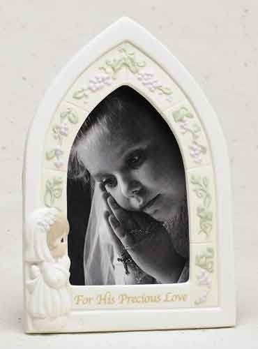 9"H Precious Moments First Communion Frame Girl Holds 4"x 6" Photo