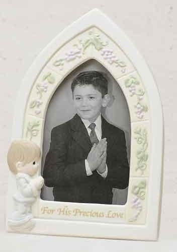 9"H Precious Moments First Communion Frame Boy Holds 4"x6"Photo