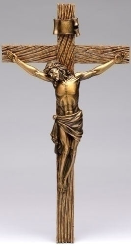 8.5" Antique Gold Wall Crucifix from Joseph's Studio for Roman Inc.