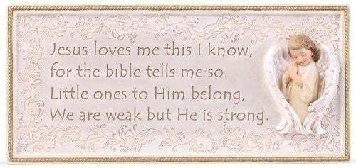 4.5"H Jesus Loves Me Wall Plaque by Roman Inc.