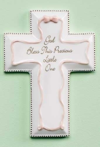 6"H Pink God Bless This Precious Little One Wall Cross by Roman Inc.