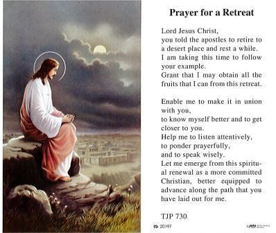 Prayer for Retreat Laminate Holy Card DISCONTINUED