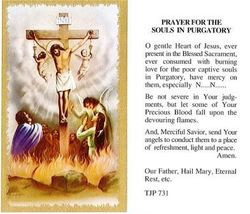 Prayer for the Souls in Purgatory Laminate Holy Card DISCONTINUED