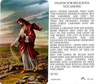 Prayer for Religious Vocations Holy Card Lam DISCONTINUED
