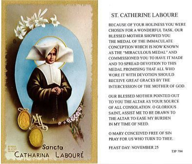 St. Catherine of Laboure Laminate Holy Card DISCONTINUED