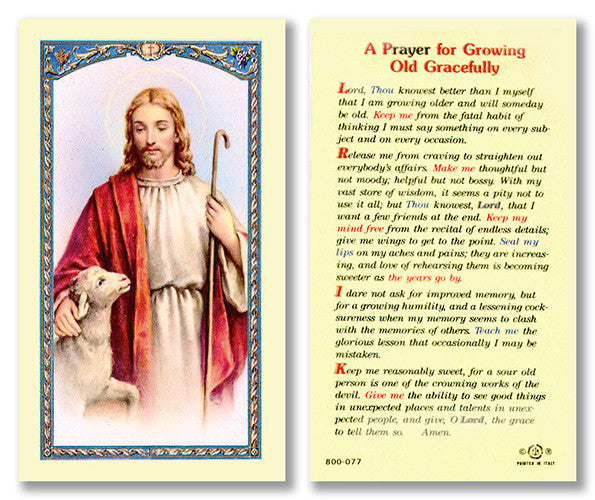 A Prayer for Growing Old Gracefully Laminate Holy Card
