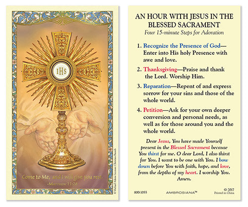 Eucharistic Adoration of the Blessed Sacrament Laminated Holy Card