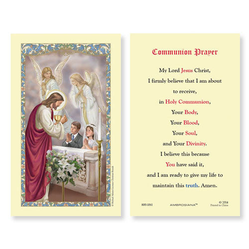 First Communion Laminate Holy Card