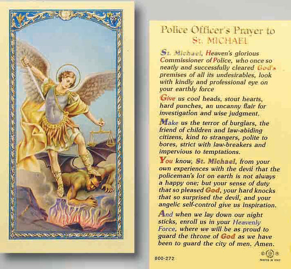 Police Officer's Prayer to St. Michael Laminate Holy Card