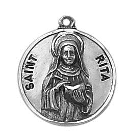 St. Rita Pewter Medal Necklace with Holy Card