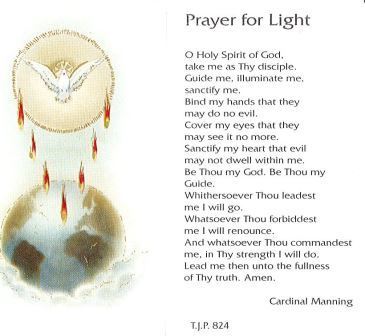 Prayer for Light Holy Card Laminate DISCONTINUED