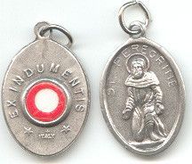 St. Peregrine - 1 inch Pray for Us Medal Oxidized with Third Class Relic