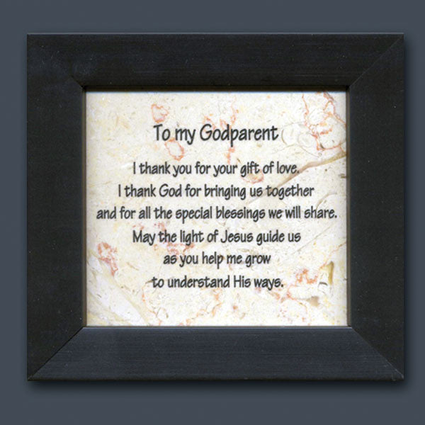 To my Godparent Plaque made of Jerusalem Stone from Holy Land Stone