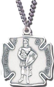 St. Florian Pewter Medal Necklace with Holy Card