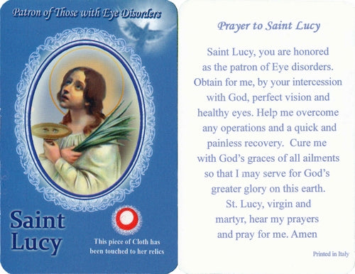 St. Lucy  Holy Card with Relic